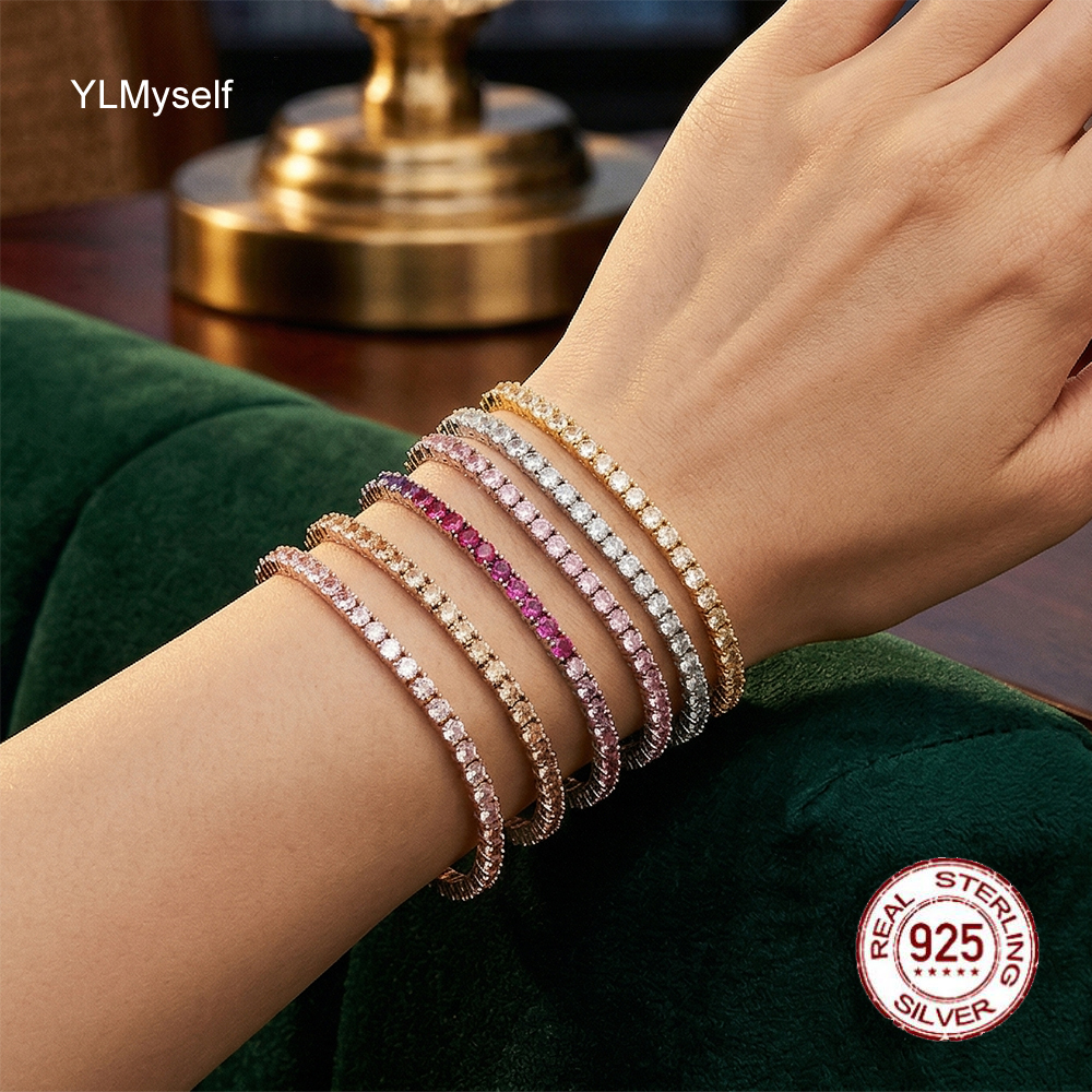 Tennis Bracelet Cubic - Solid Silver Fine Jewelry Chain Pave