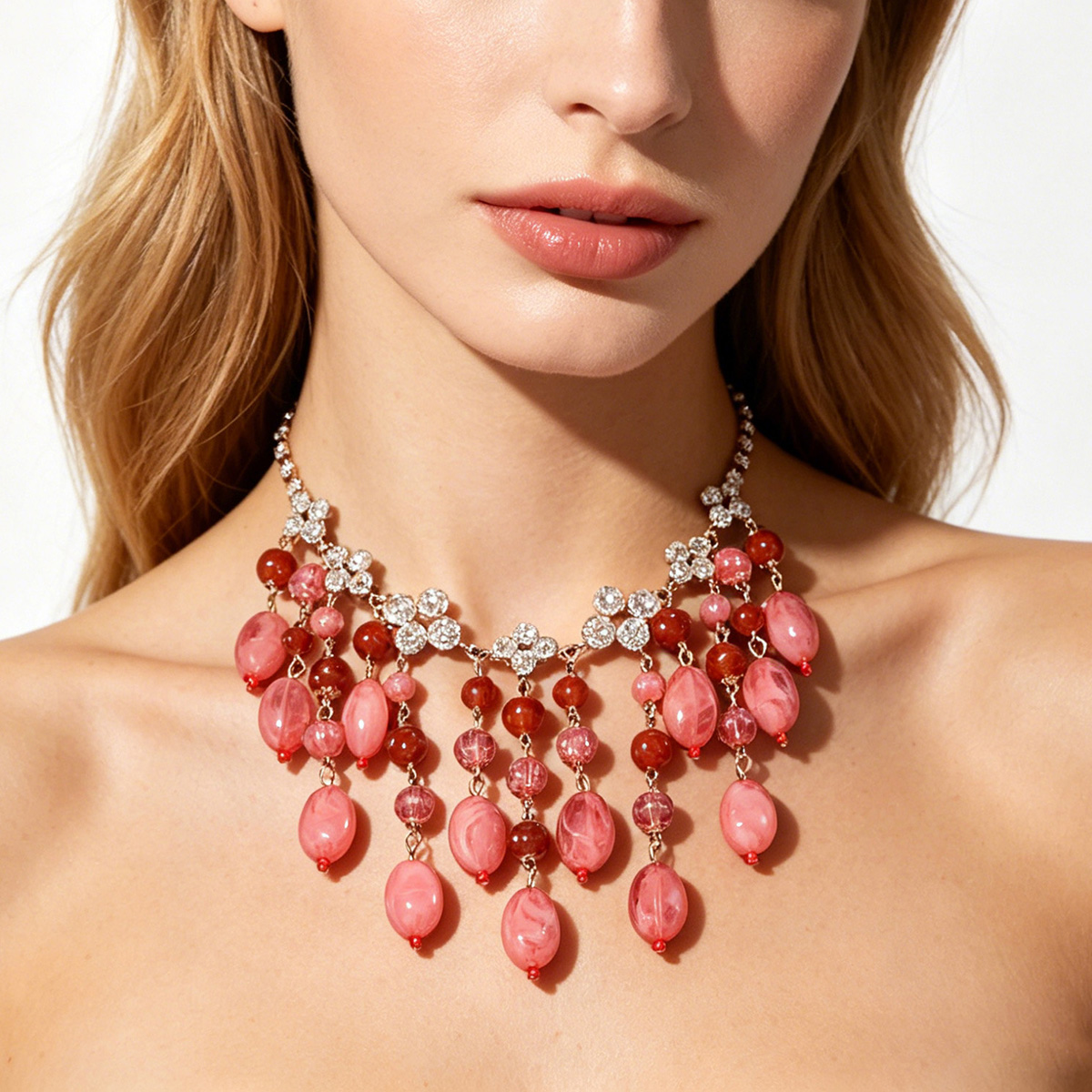 Jewelry & Watches Bench - Trendy Pink Red Teardrop Beaded Tassel