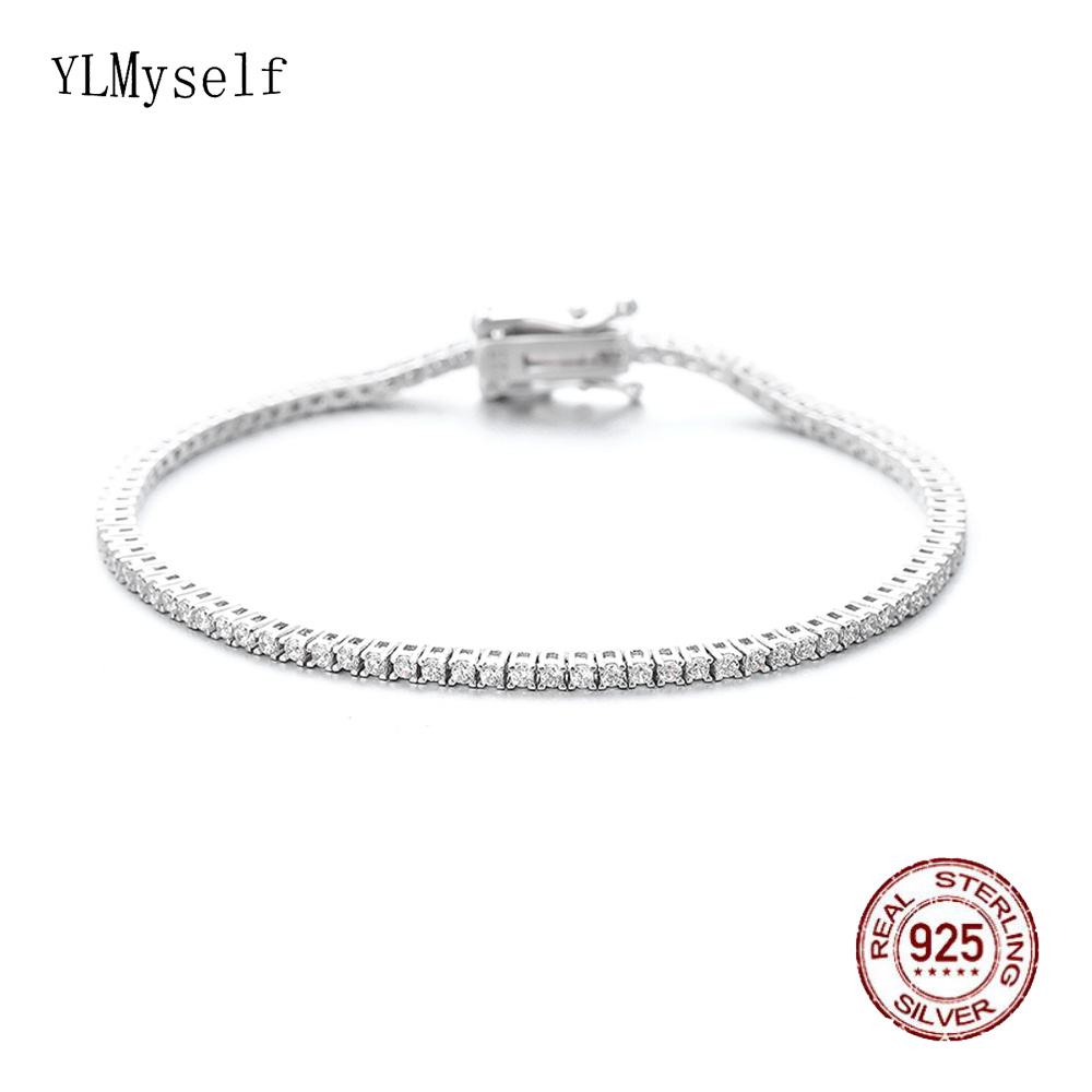 YLMyself 925 Sterling Silver T - Tennis Bracelet Cubic ulasan dan harga