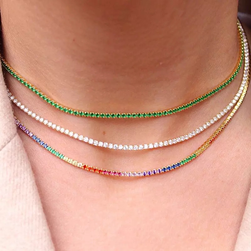 clear cz tennis chain choker n - Tennis Bracelet Cubic ulasan dan harga