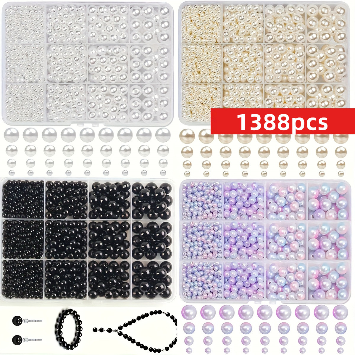 1388pcs 4/6/8/10mm  Black, whi - Fine Jewelry & Watches Photos ulasan dan harga