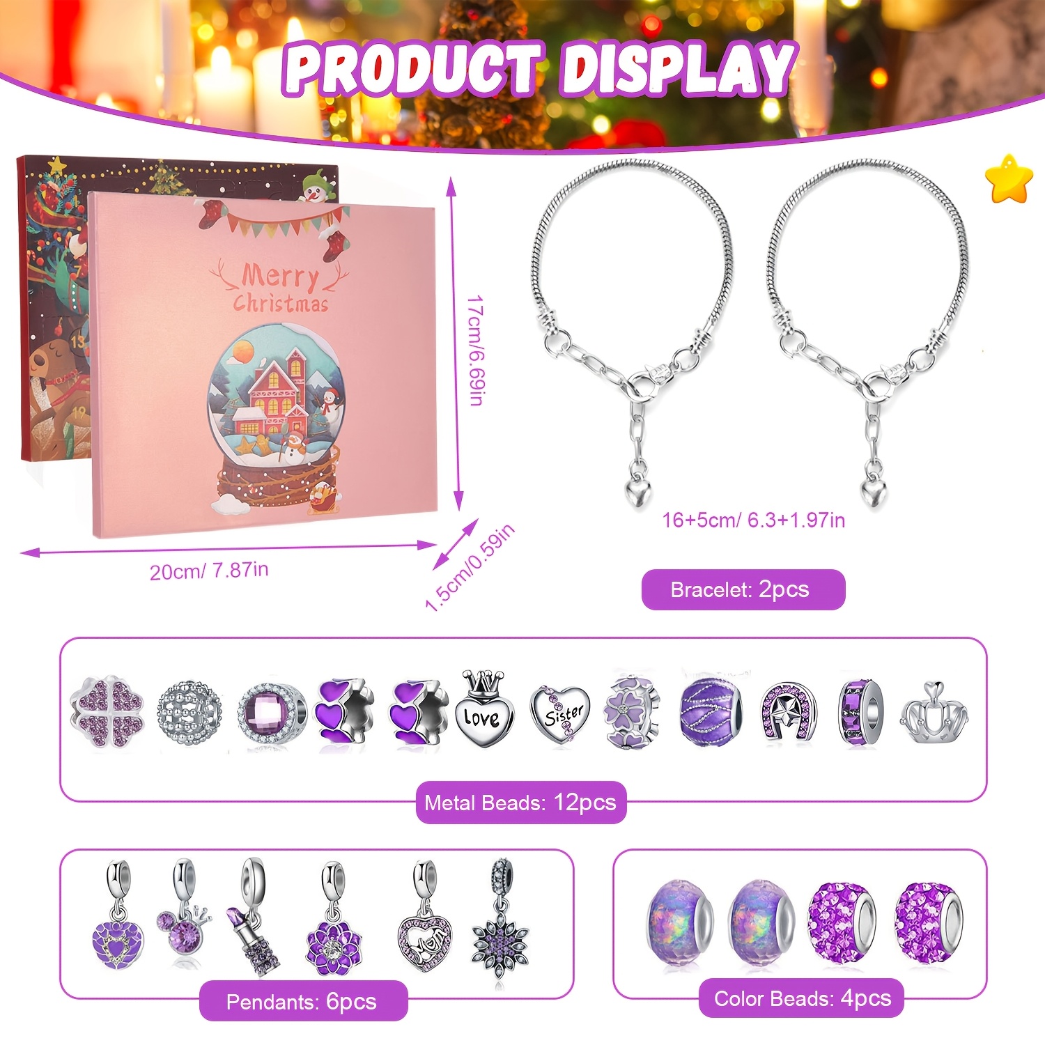 Christmas purple beads DIY jew - Fine Jewelry & Watches Photos ulasan dan harga