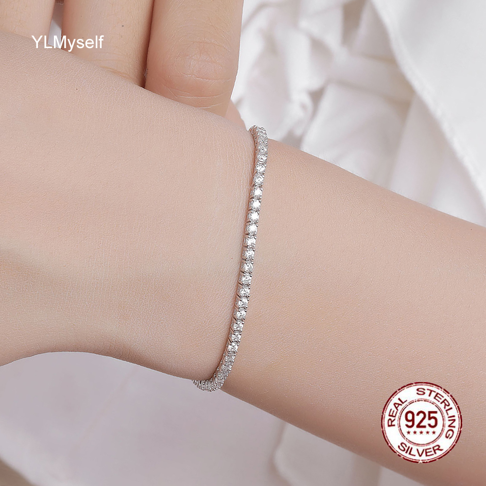 YLMyself Pure 925 Silver Tenni - Tennis Bracelet Cubic ulasan dan harga