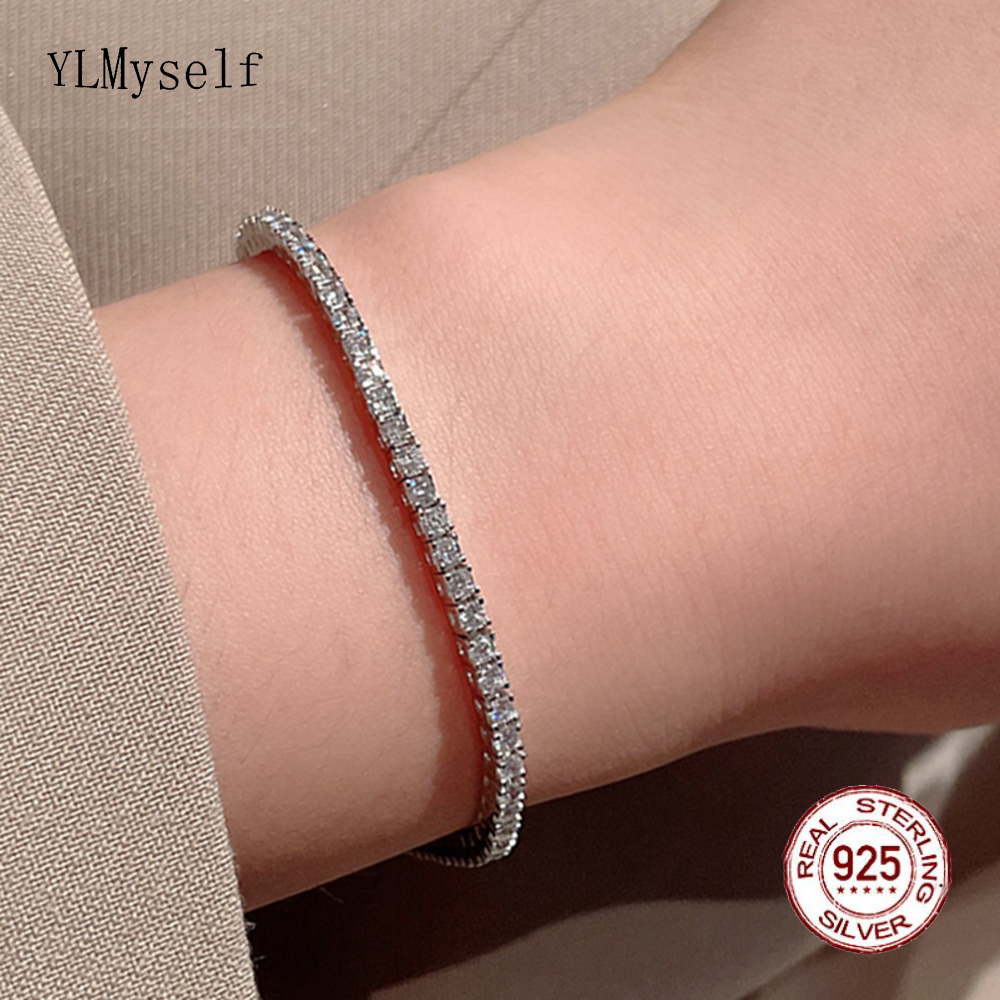 YLMyself Pure 925 Silver Tenni - Tennis Bracelet Cubic ulasan dan harga